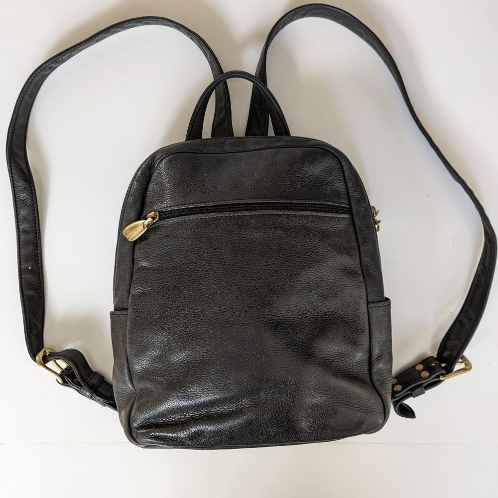 Libaire USA Leather Black Brass Gold Backpack Vintage Berkeley California